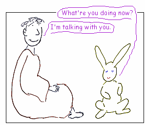 Brother Theophyle and Rabbit converse
